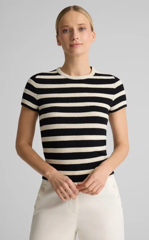 Lori Sweater In Breton Stripe Knit made by St. John