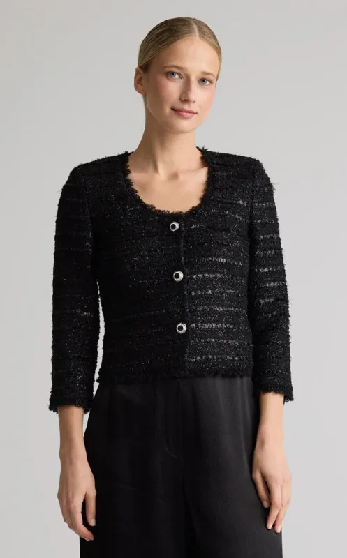 Ulyissa Jacket In Noir Tweed made by St. John