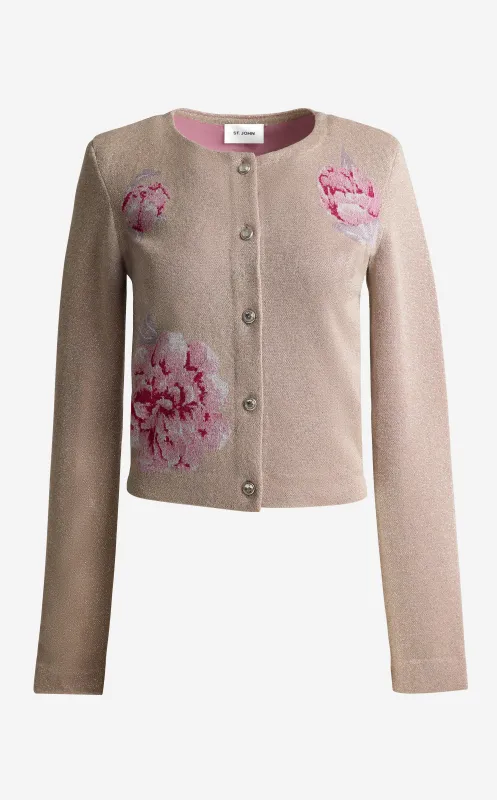 Renee Jacket in Metallic Peony Jacquard Knit made by St. John