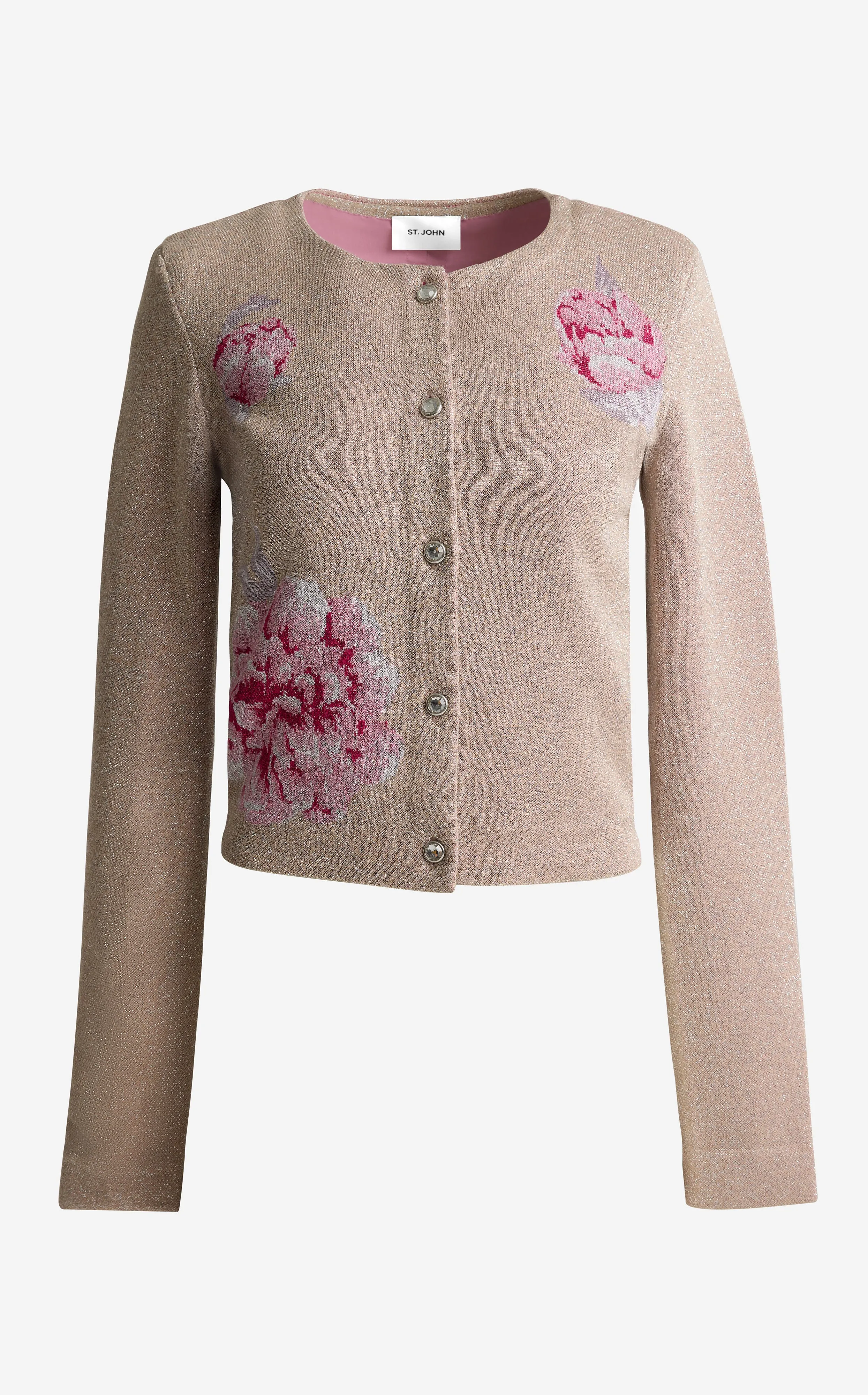 Renee Jacket in Metallic Peony Jacquard Knit sold by St. John