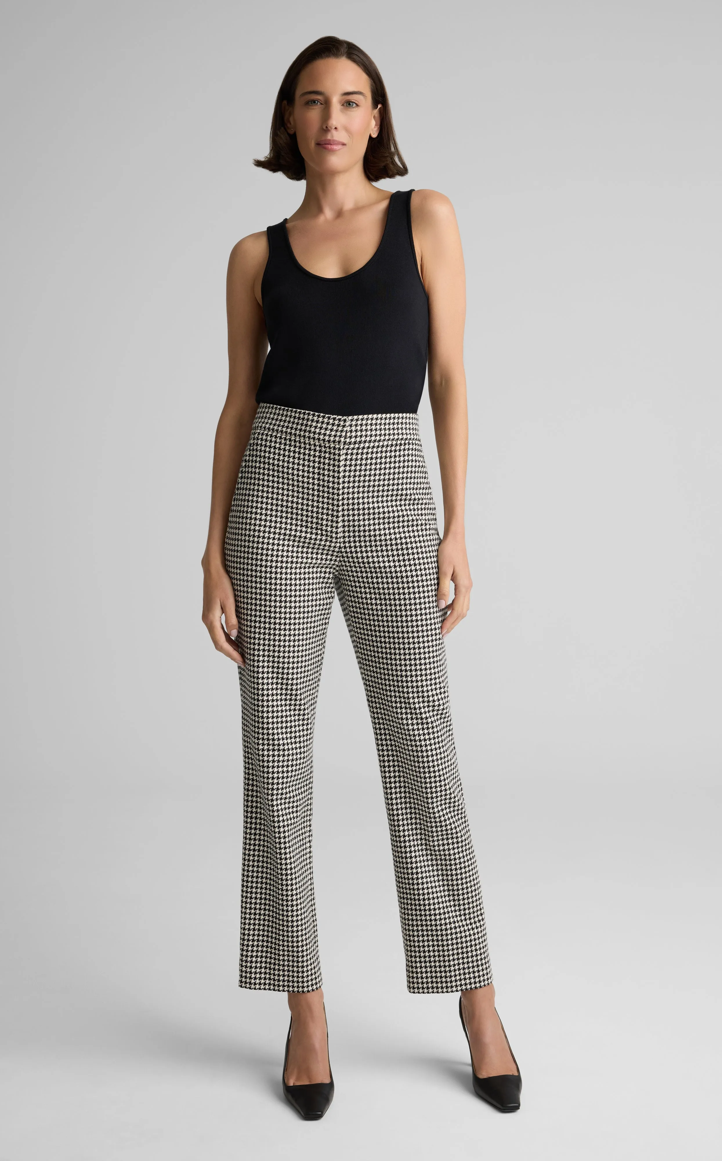 Isabel Pant in Vichy Suiting sold by St. John