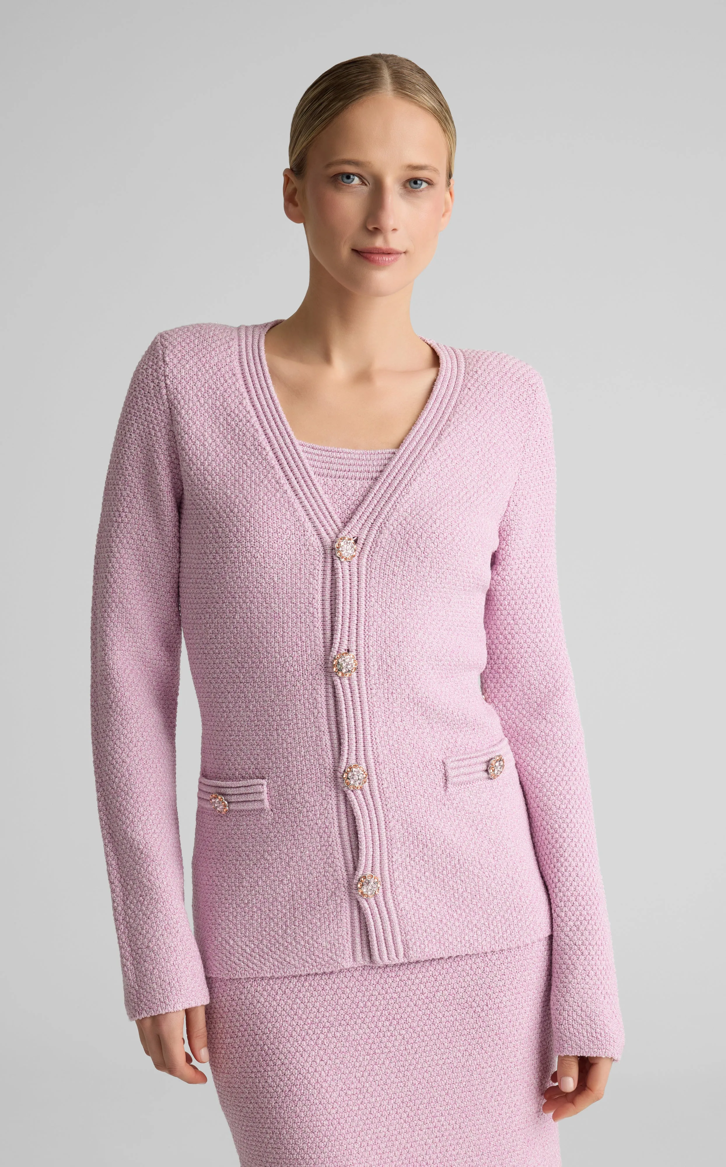 Vivara Jacket In Metallic Mouliné Knit sold by St. John