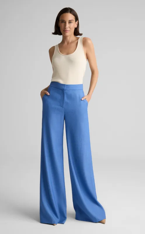 Maddie Wide Leg Pant in Wool Silk Suiting made by St. John