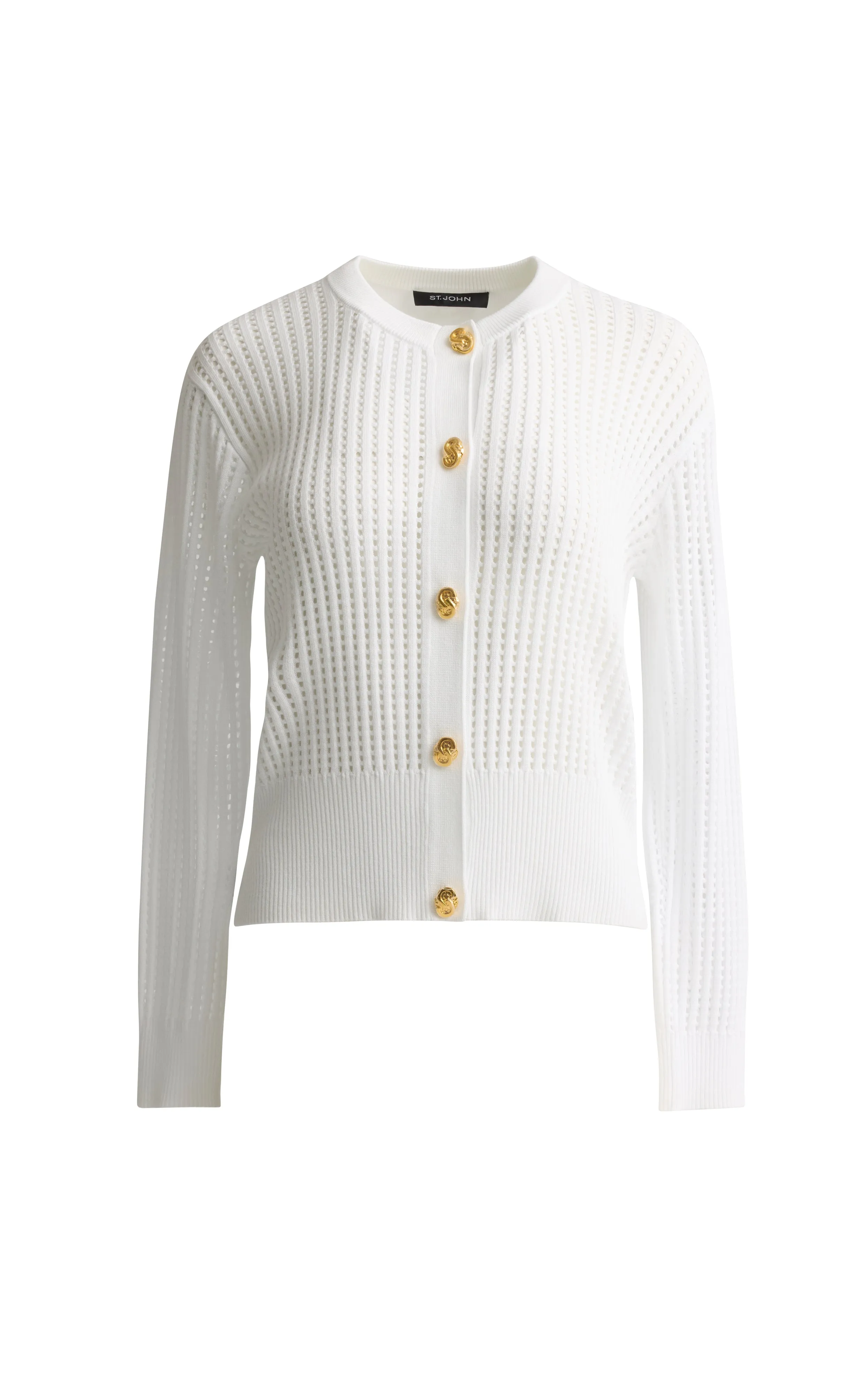 Stretch Pointelle Knit Cardigan sold by St. John