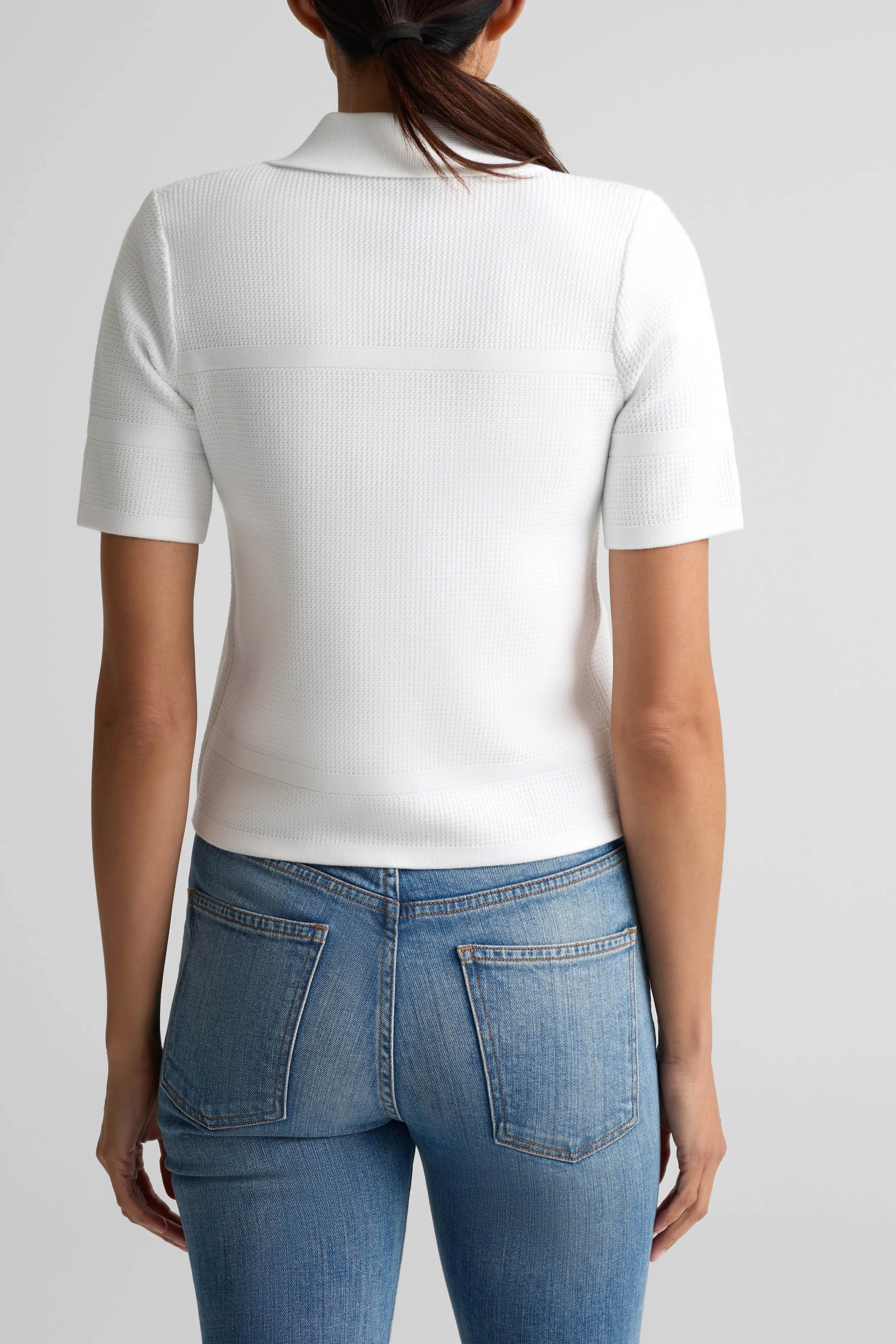 Short Sleeve Stretch Piqué Knit Jacket sold by St. John product image thumbnail 2