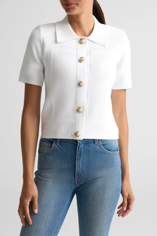 Short Sleeve Stretch Piqué Knit Jacket made by St. John