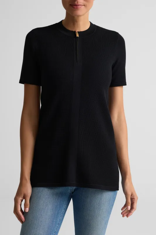 Stretch Piqué Knit Zip Top made by St. John