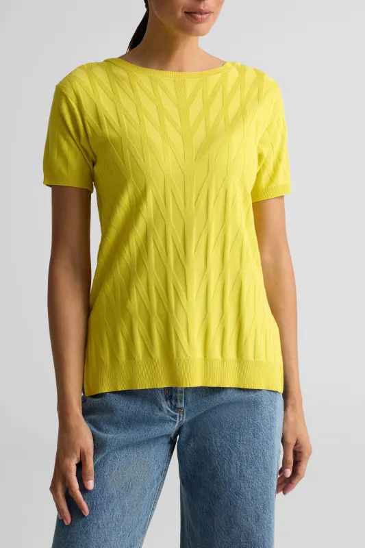 Raised Stretch Knit Short Sleeve Top made by St. John