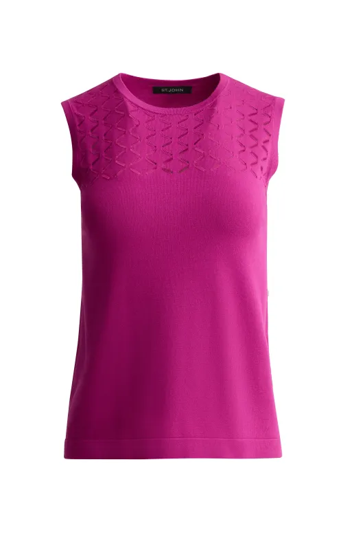 Diagonal Stretch Knit Sleeveless Top made by St. John