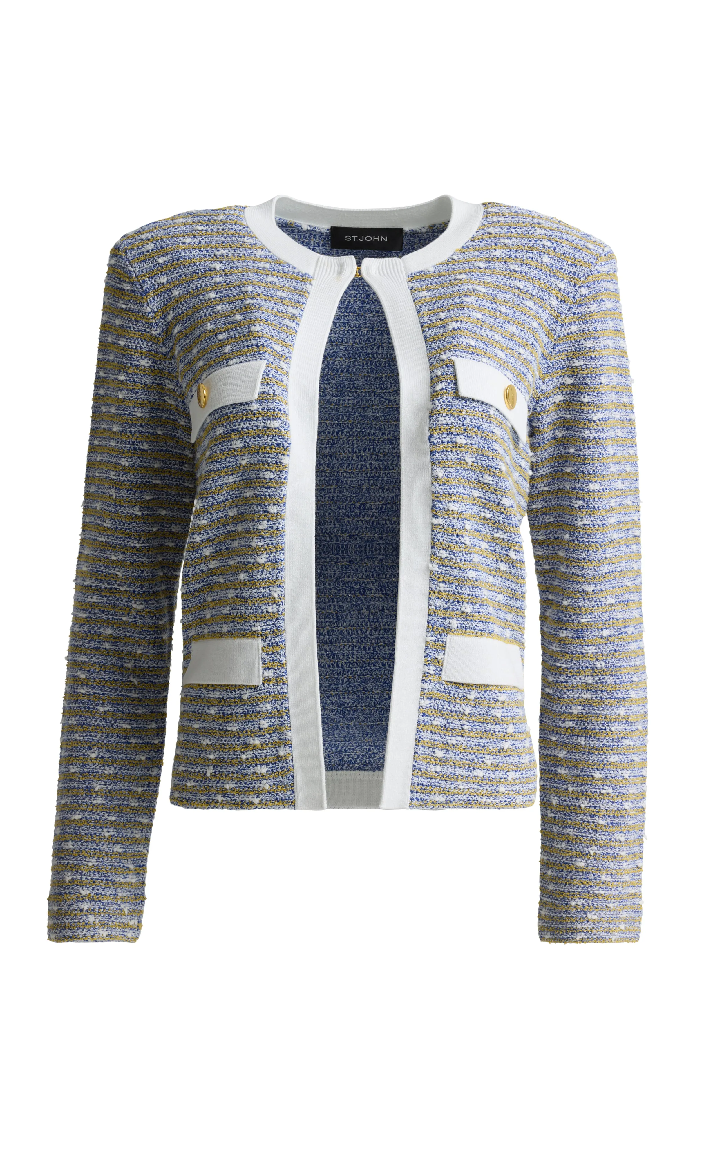 Striped Slub Tweed Knit Jacket sold by St. John