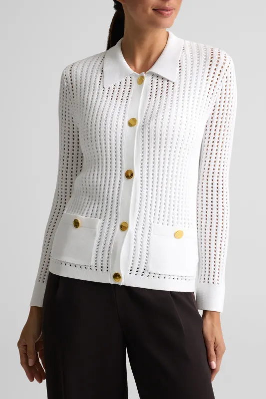 Pointelle Detail Knit Jacket made by St. John