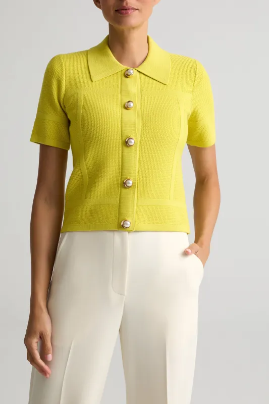 Short Sleeve Stretch Piqué Knit Jacket made by St. John