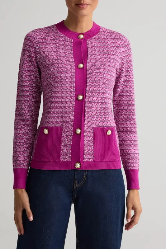 Space-Dyed Knit Cardigan made by St. John