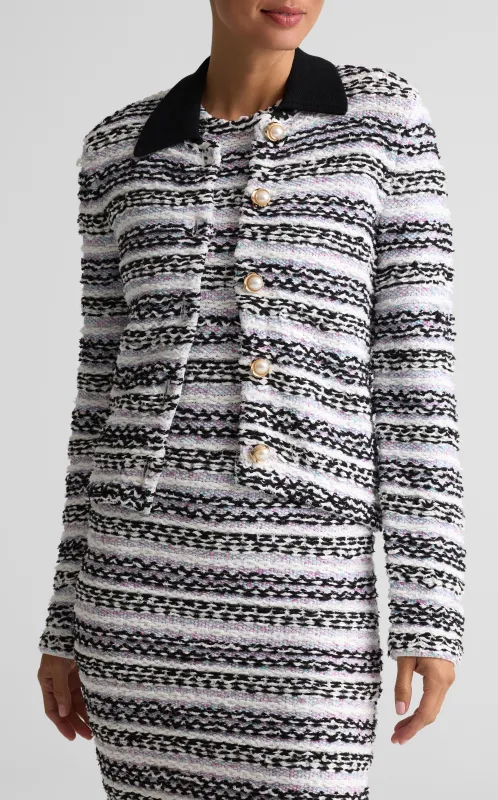 Multi-Stripe Tweed Jacket made by St. John