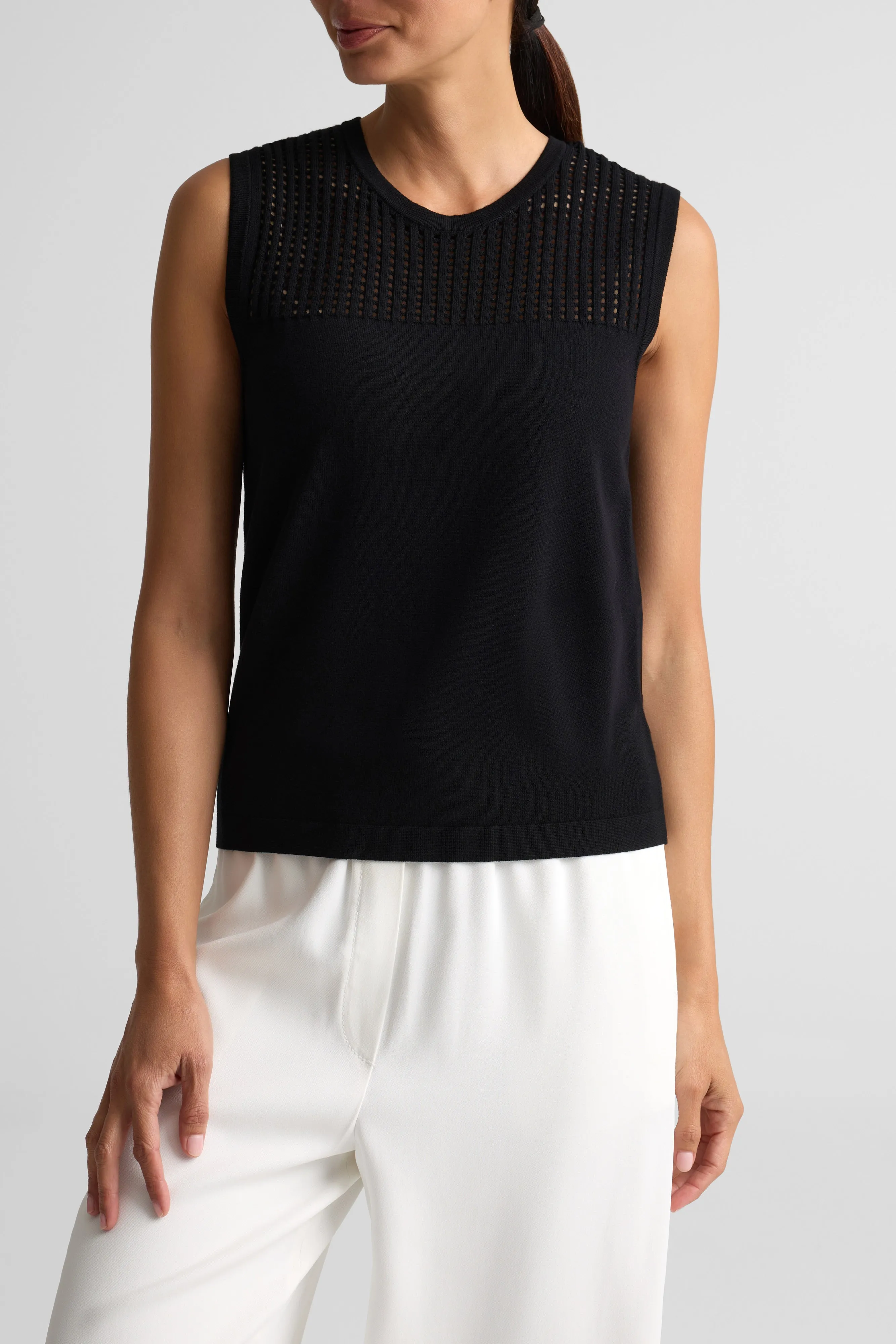 Vertical Stretch Knit Sleeveless Top sold by St. John
