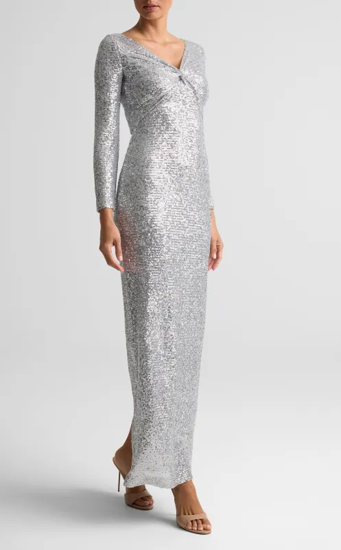 Sequin Knit Twist Front Gown made by St. John