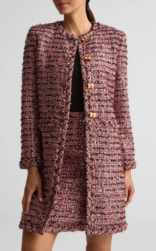 Eyelash Tweed Long Jacket made by St. John