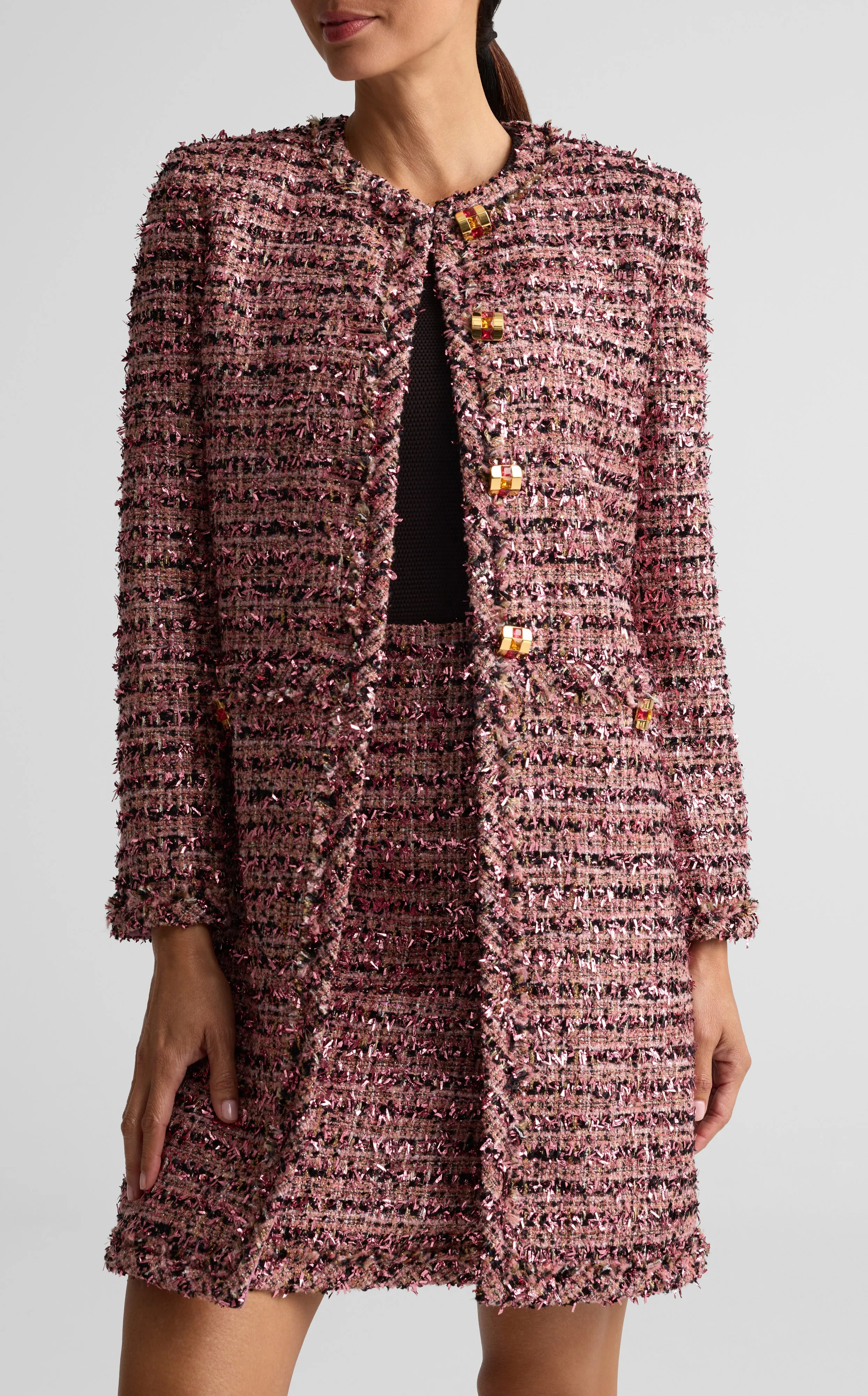 Eyelash Tweed Long Jacket sold by St. John