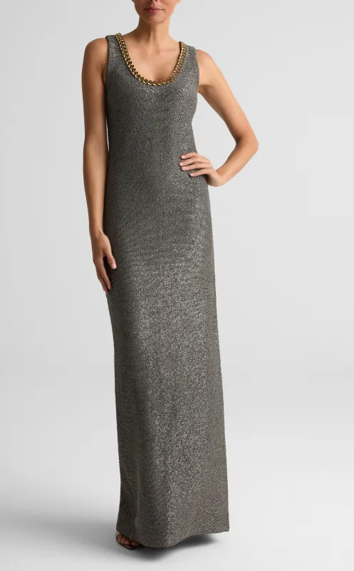 Sequin Scoop Neck Gown made by St. John