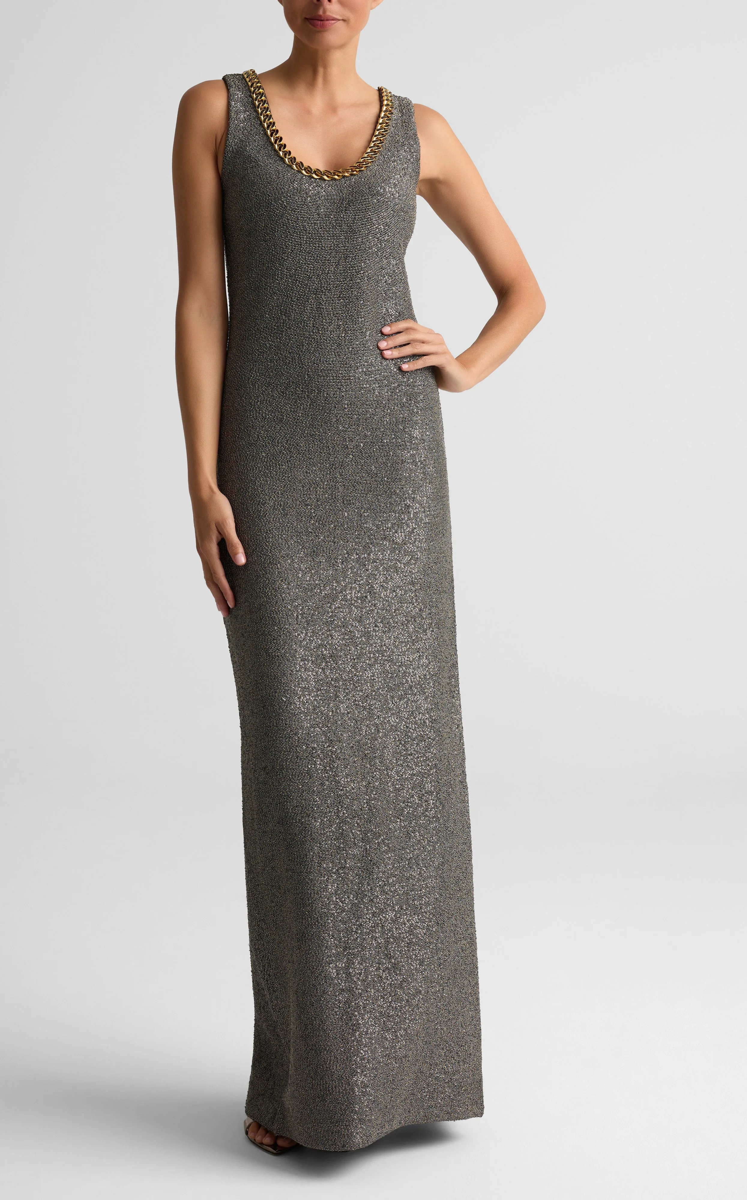 Sequin Scoop Neck Gown sold by St. John