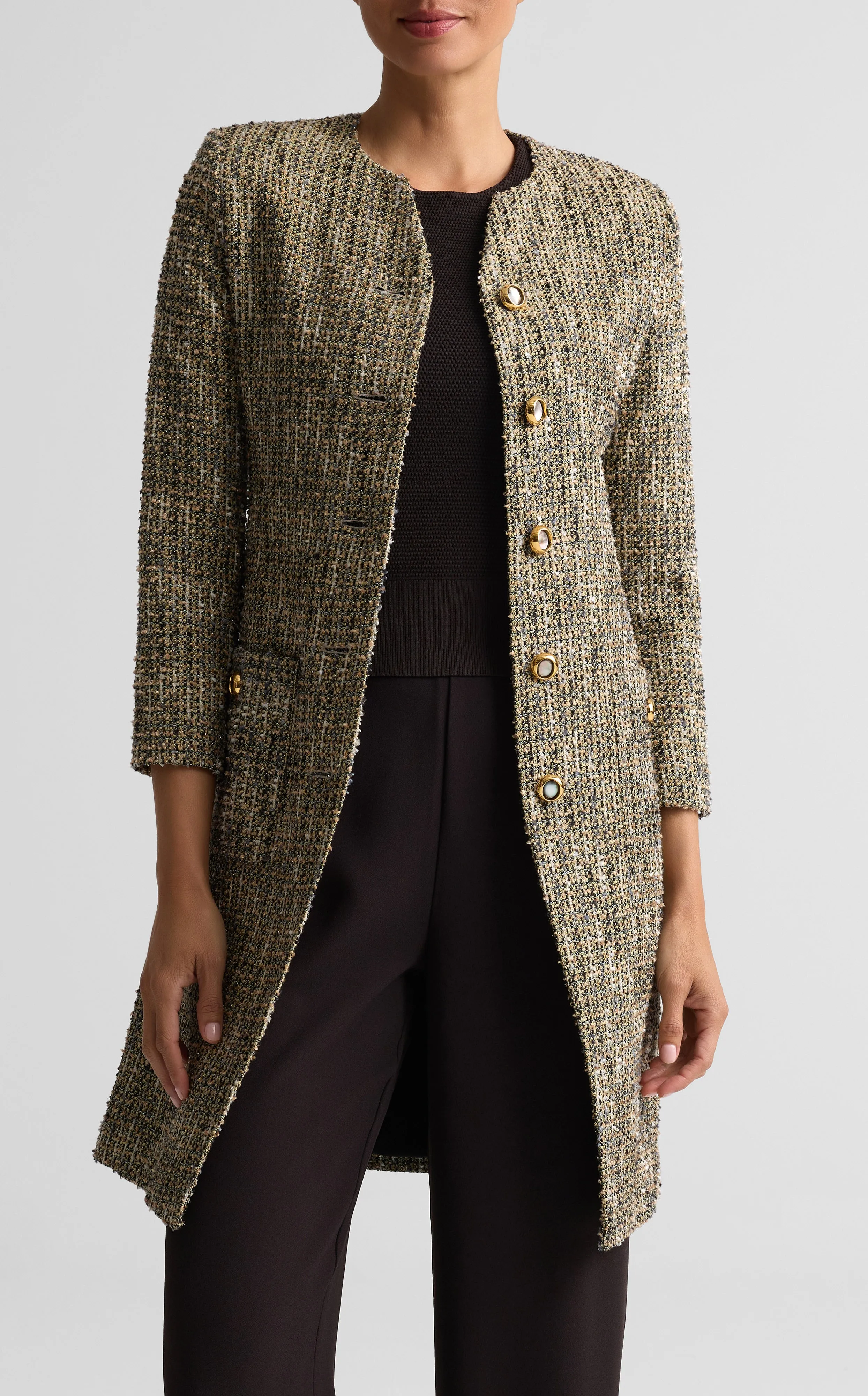 Sparkle Tweed Long Jacket sold by St. John