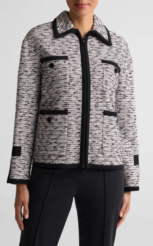 Contrast Trim Multi Slub Tweed Jacket made by St. John