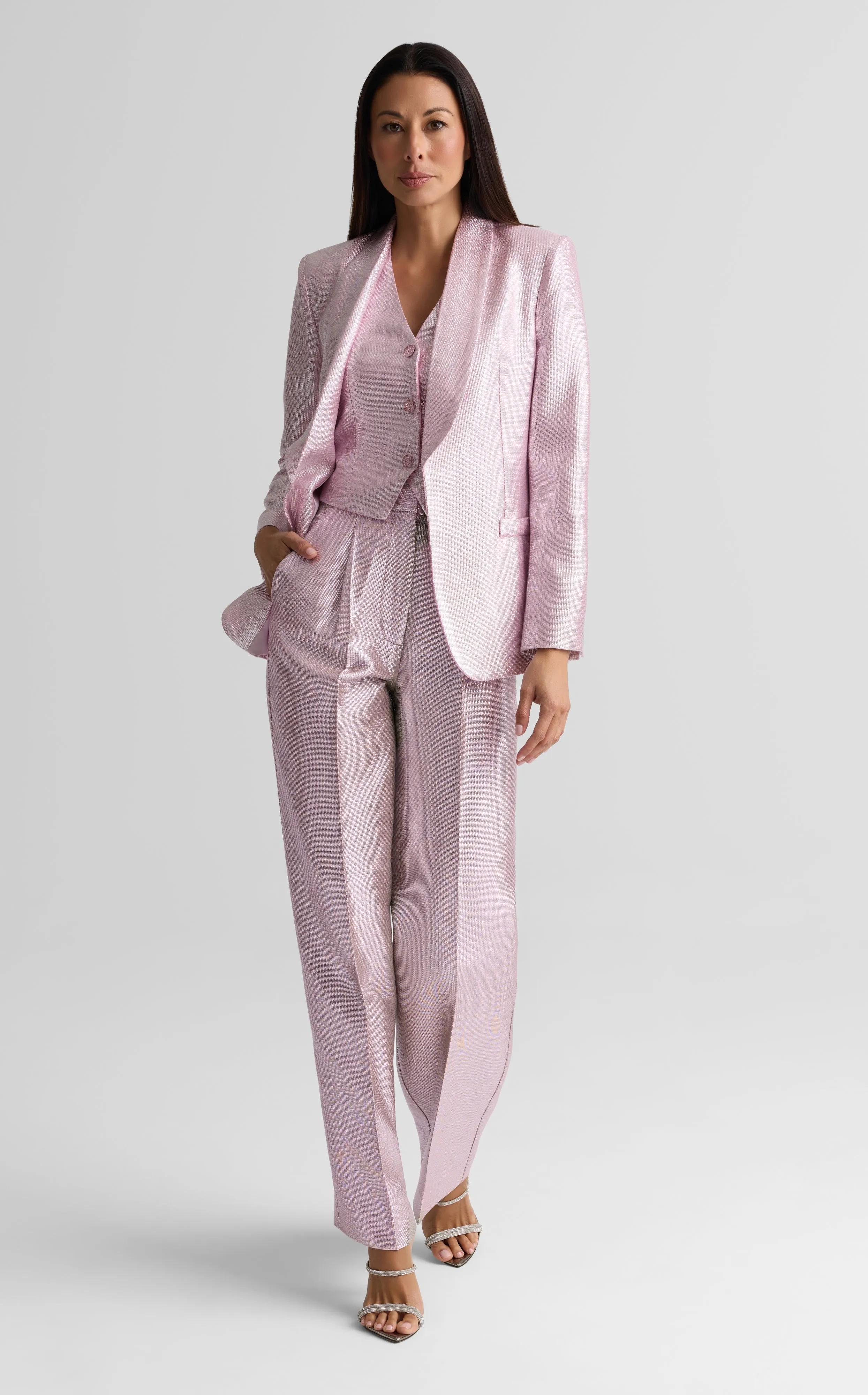 Elvie Shawl Collar Jacket in Soft Lamé Suiting sold by St. John product image thumbnail 3