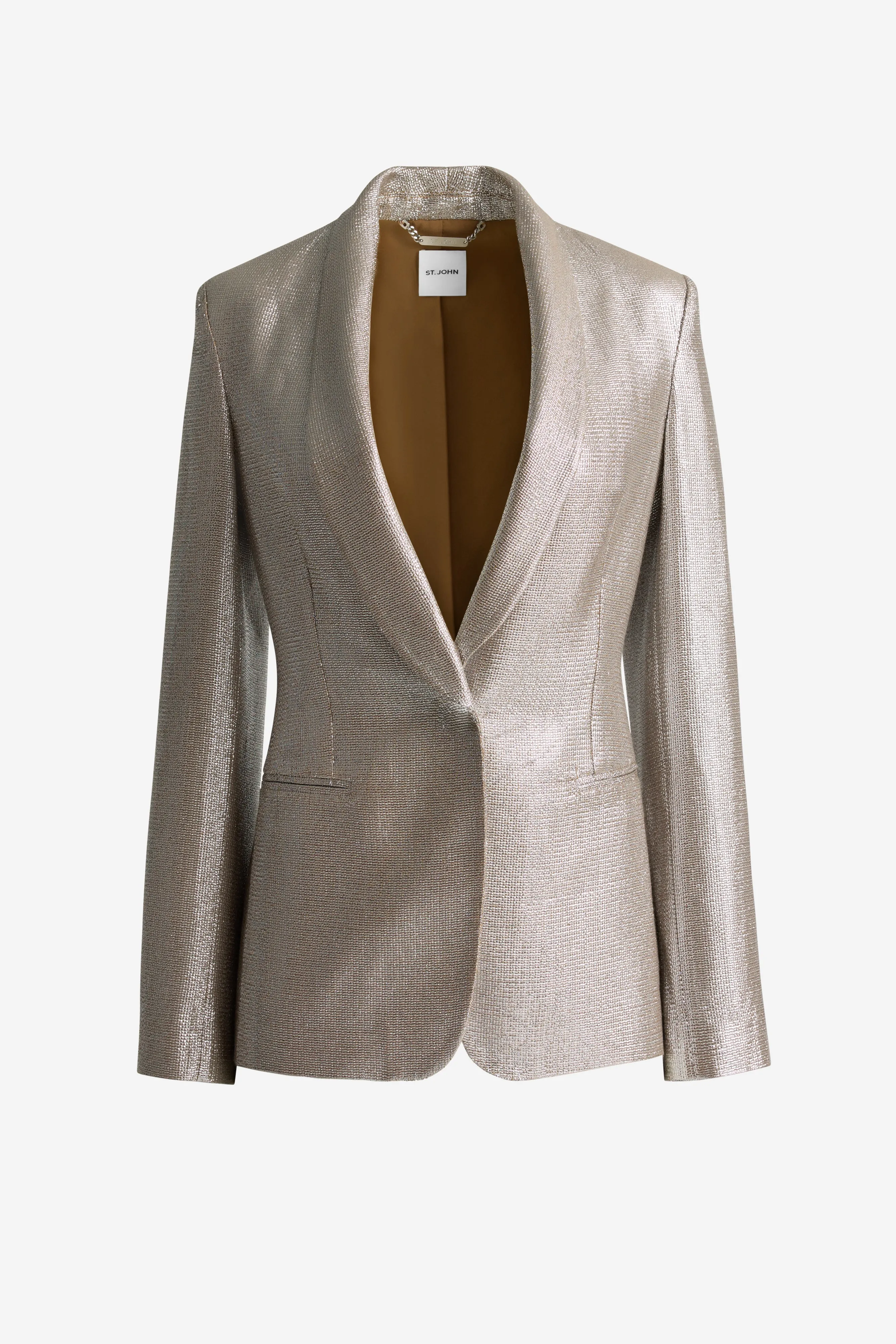 Elvie Shawl Collar Jacket in Soft Lamé Suiting sold by St. John product image thumbnail 2