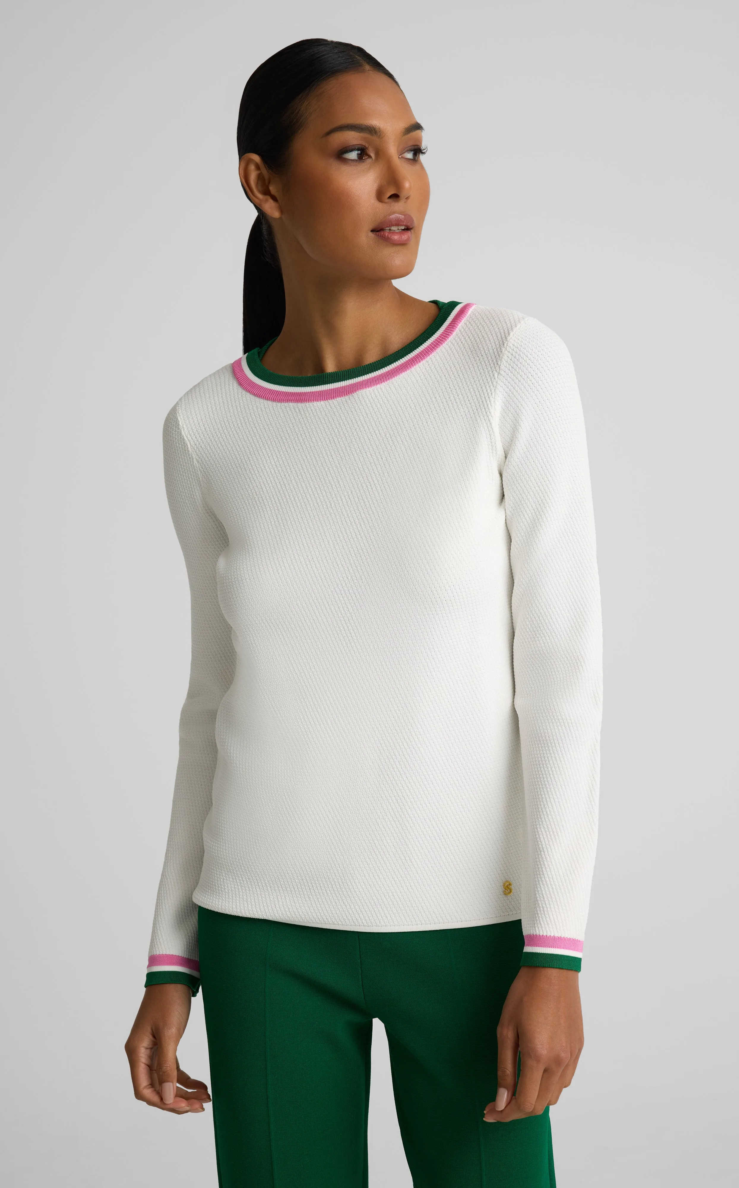 Marjorie Sweater In Diagonal Texture Knit sold by St. John
