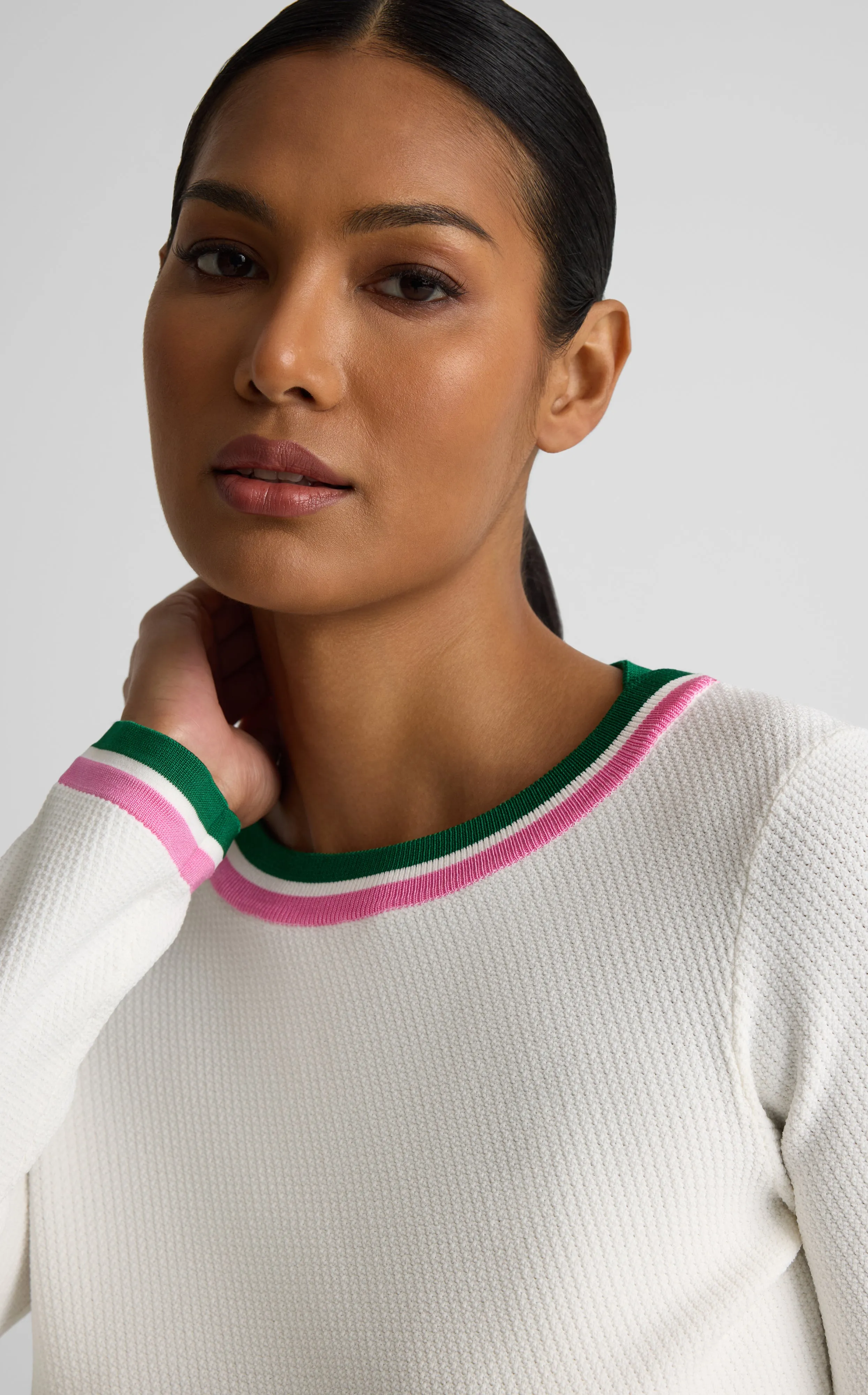 Marjorie Sweater In Diagonal Texture Knit sold by St. John product image thumbnail 4