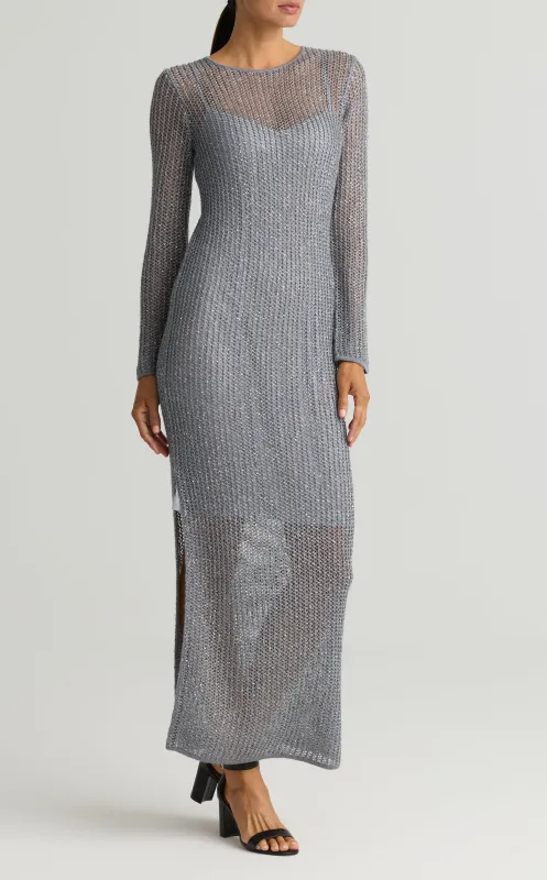 Long Sleeve Sequin Mesh Gown made by St. John