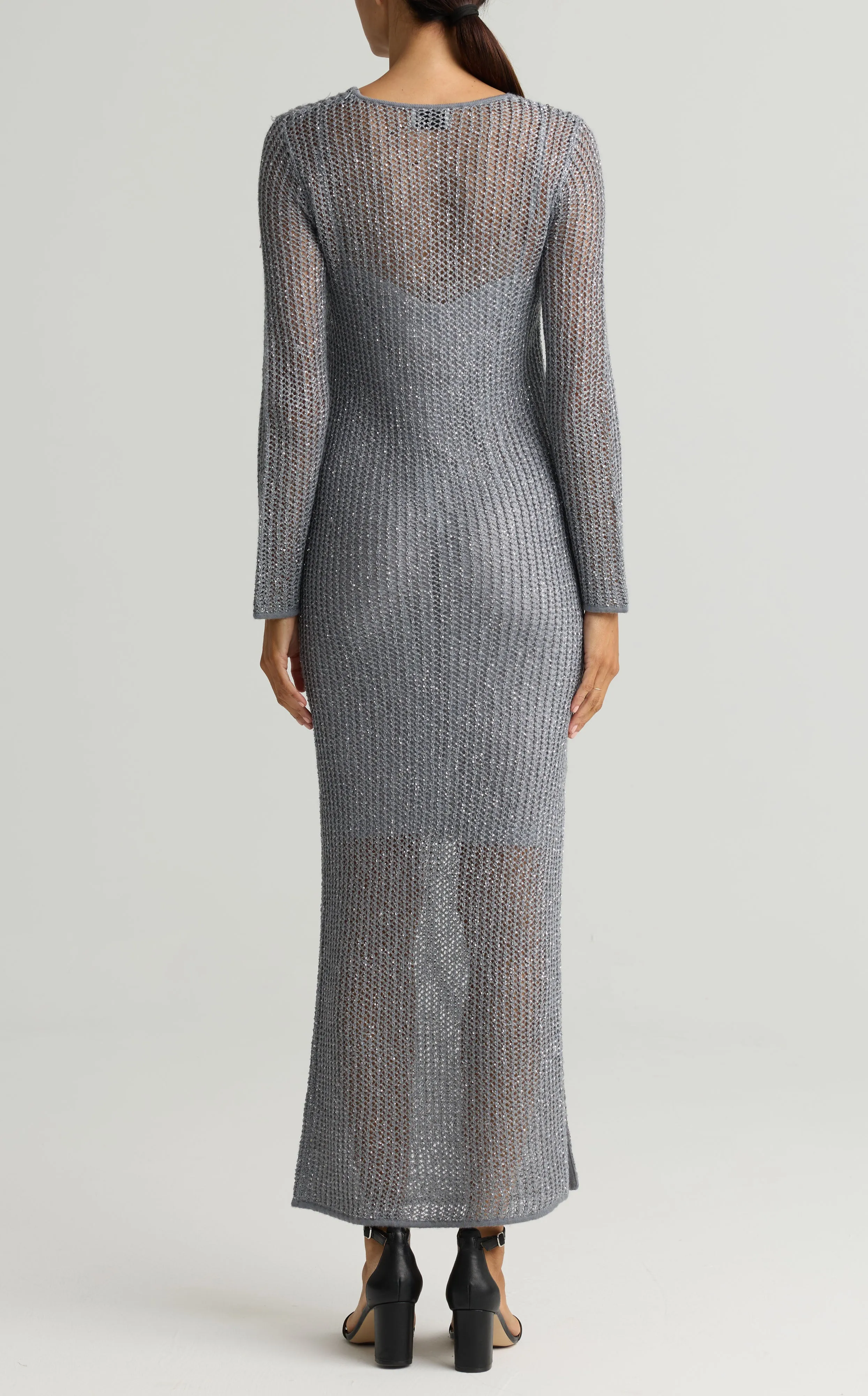 Long Sleeve Sequin Mesh Gown sold by St. John product image thumbnail 2