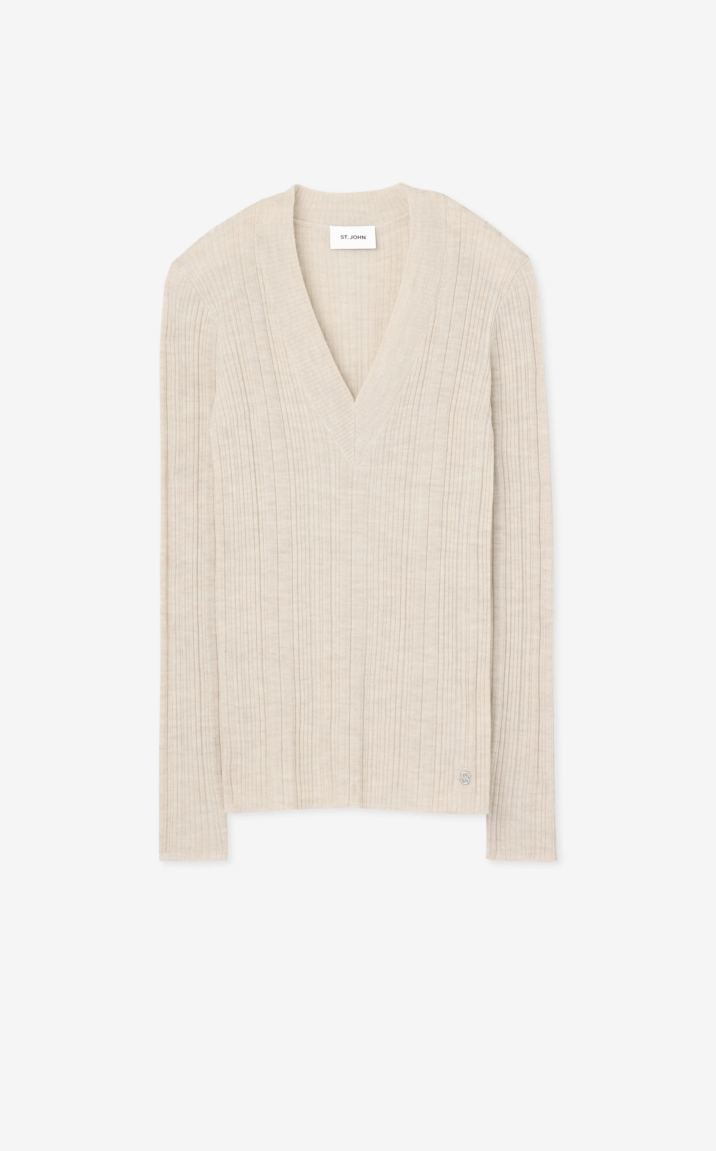 Plaited Rib V-Neck Sweater sold by St. John