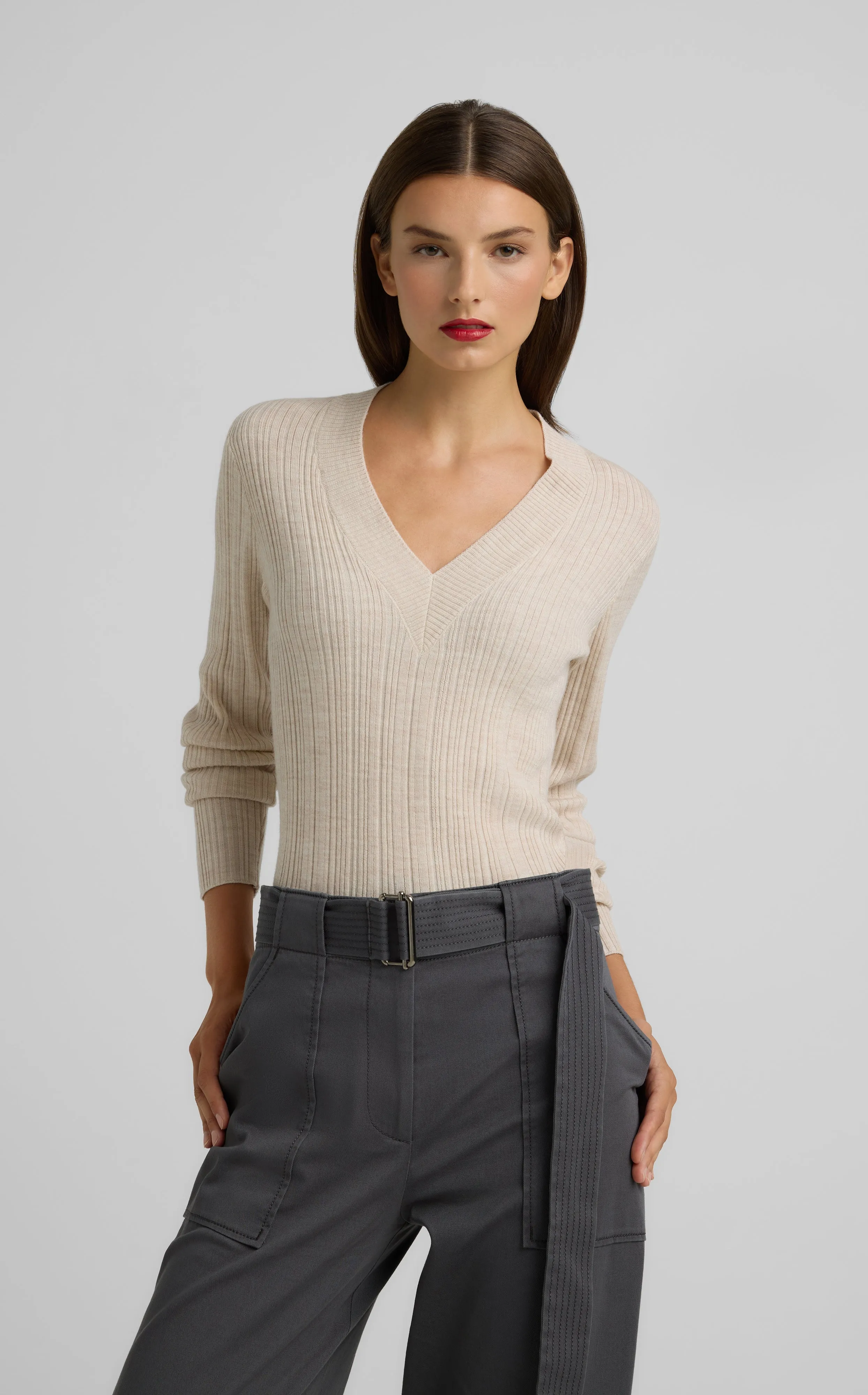 Plaited Rib V-Neck Sweater sold by St. John product image thumbnail 3