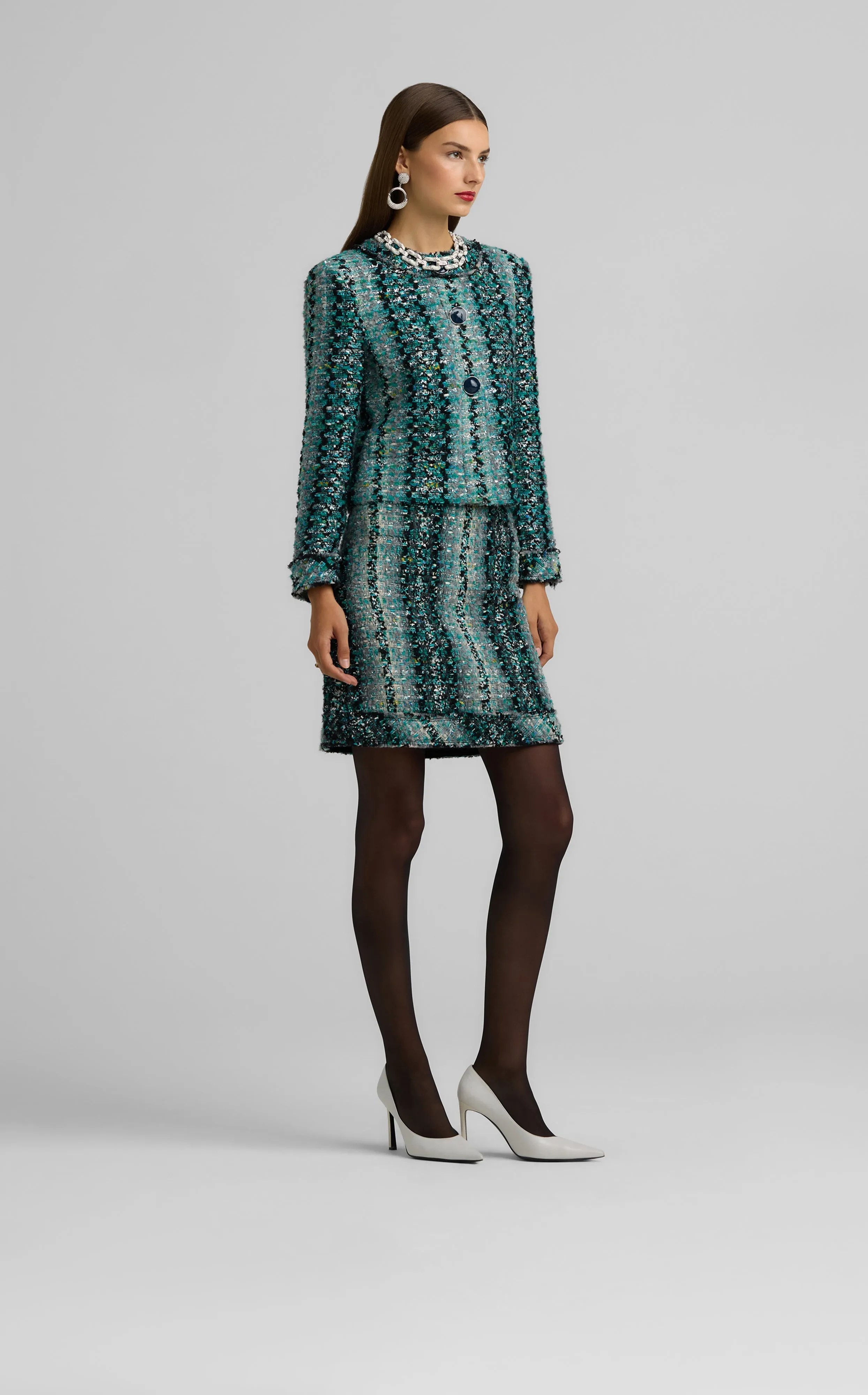 Foiled Tweed Skirt sold by St. John