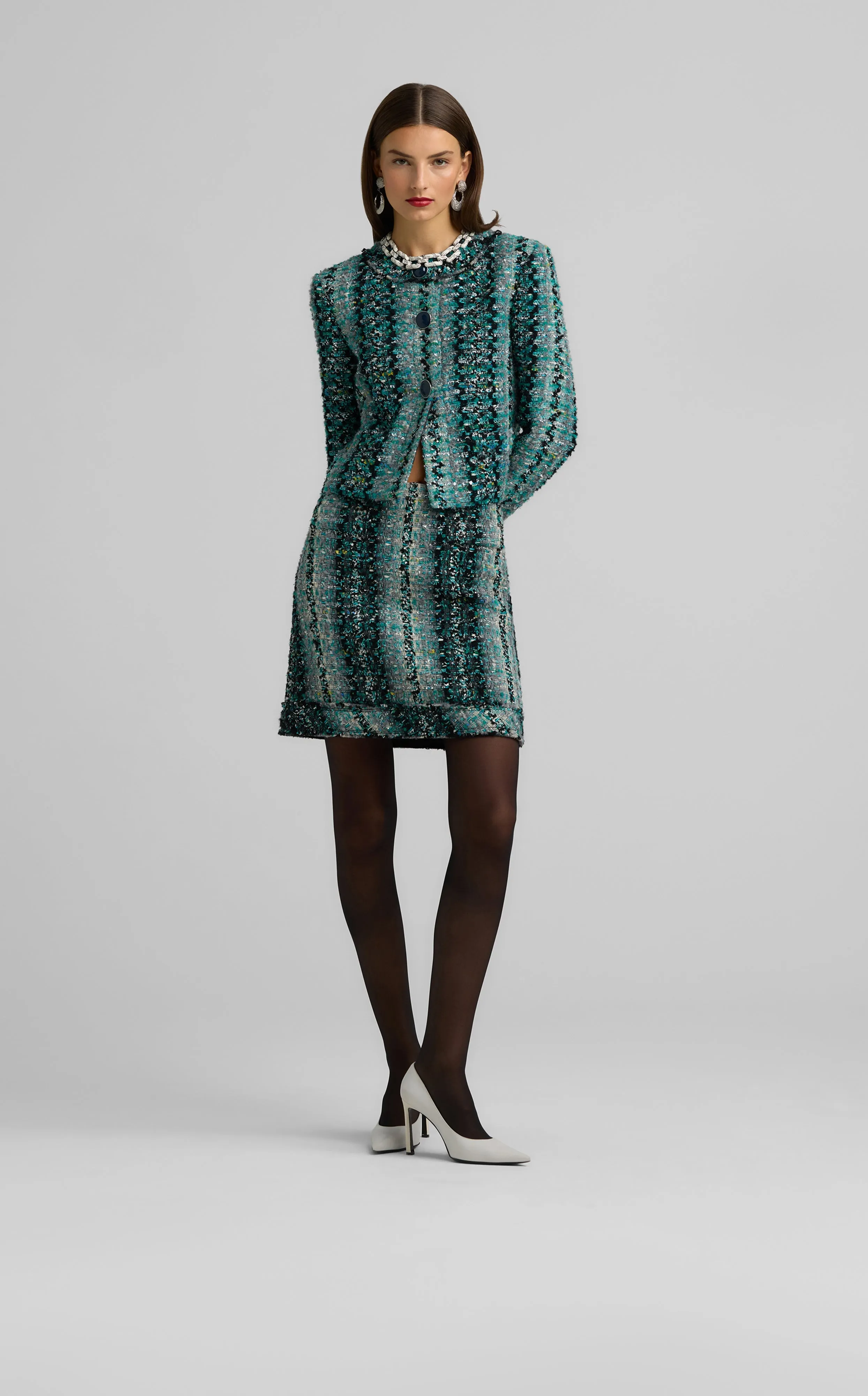 Foiled Tweed Skirt sold by St. John product image thumbnail 3