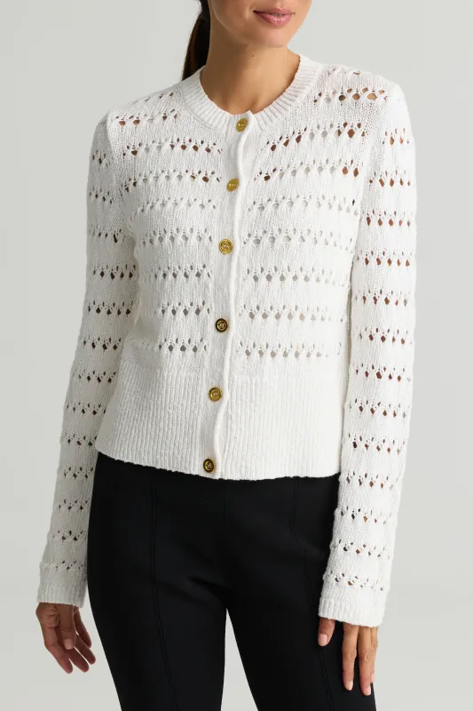 Openwork Cable Knit Cardigan made by St. John
