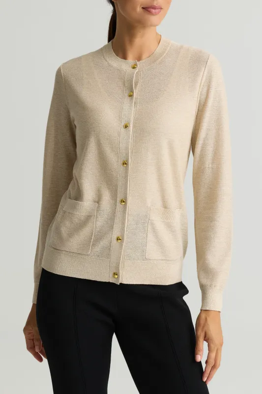 Lightweight Lurex Knit Cardigan made by St. John