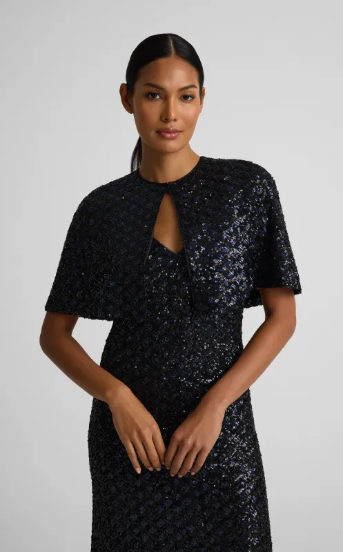 Carly Capelet In Geo Sequin Embroidered Tulle made by St. John