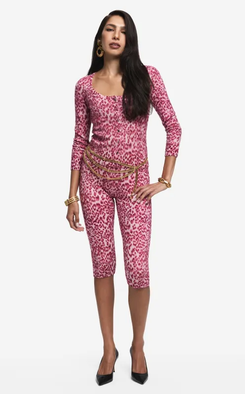 Capri Pant in Leopard Print Cashmere Blend made by St. John