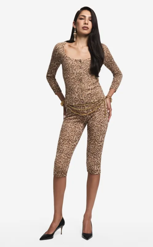 Capri Pant in Leopard Print Cashmere Blend made by St. John