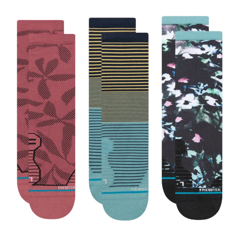 Stripes & Floral Performance Crew Sock 3 Pack sold by Stance