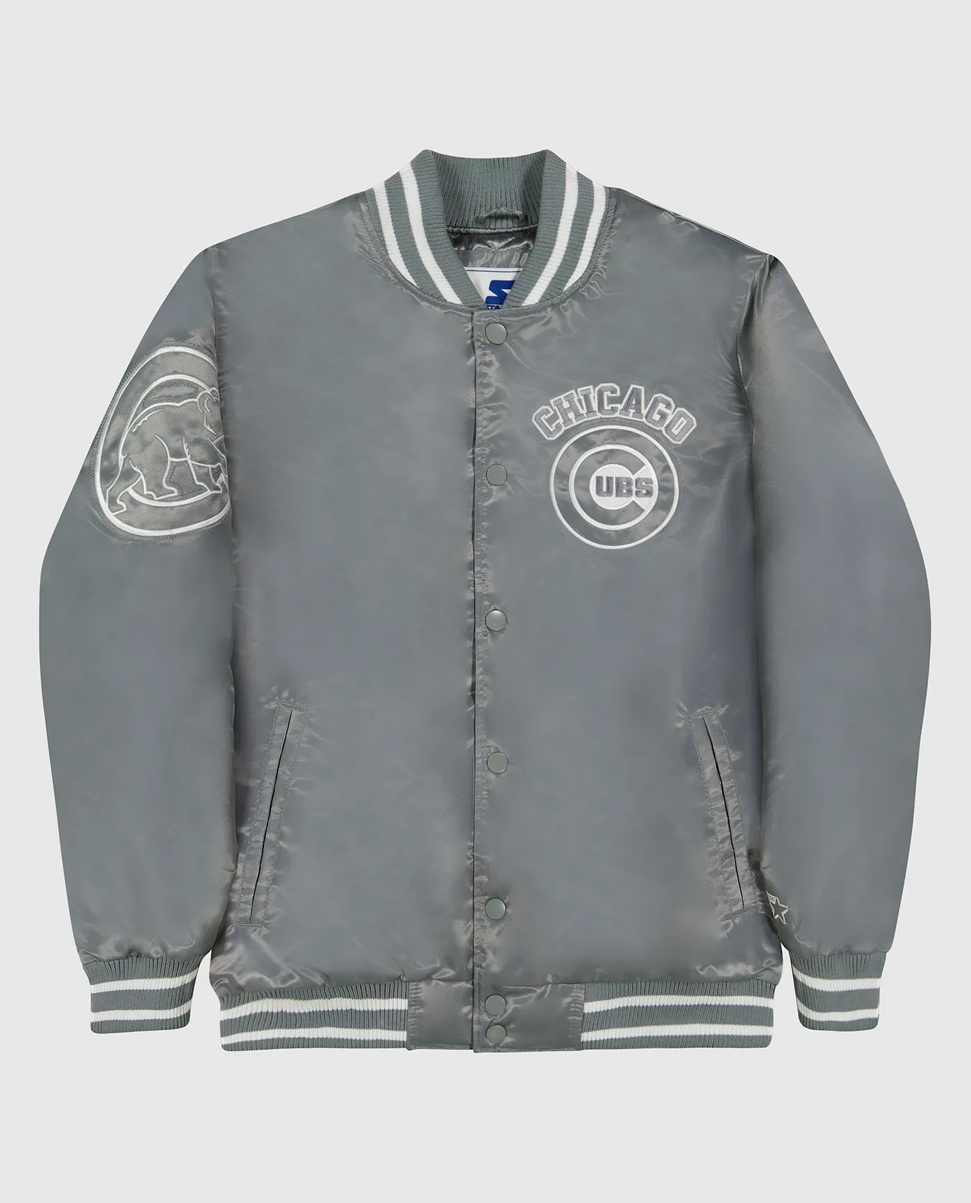 Ty Mopkins Chicago Cubs Varsity Satin Full-Snap Jacket sold by Starter