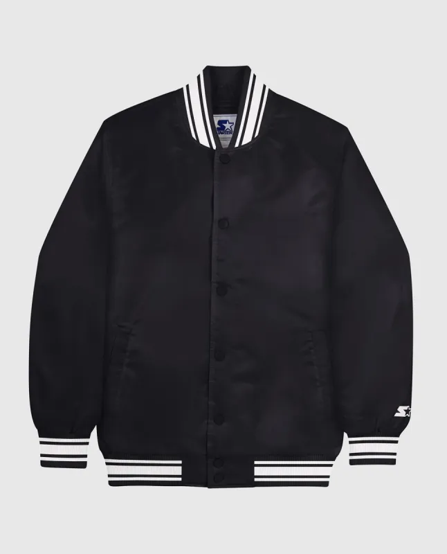 Starter Locker Room Full-Snap Satin Jacket Black sold by Starter
