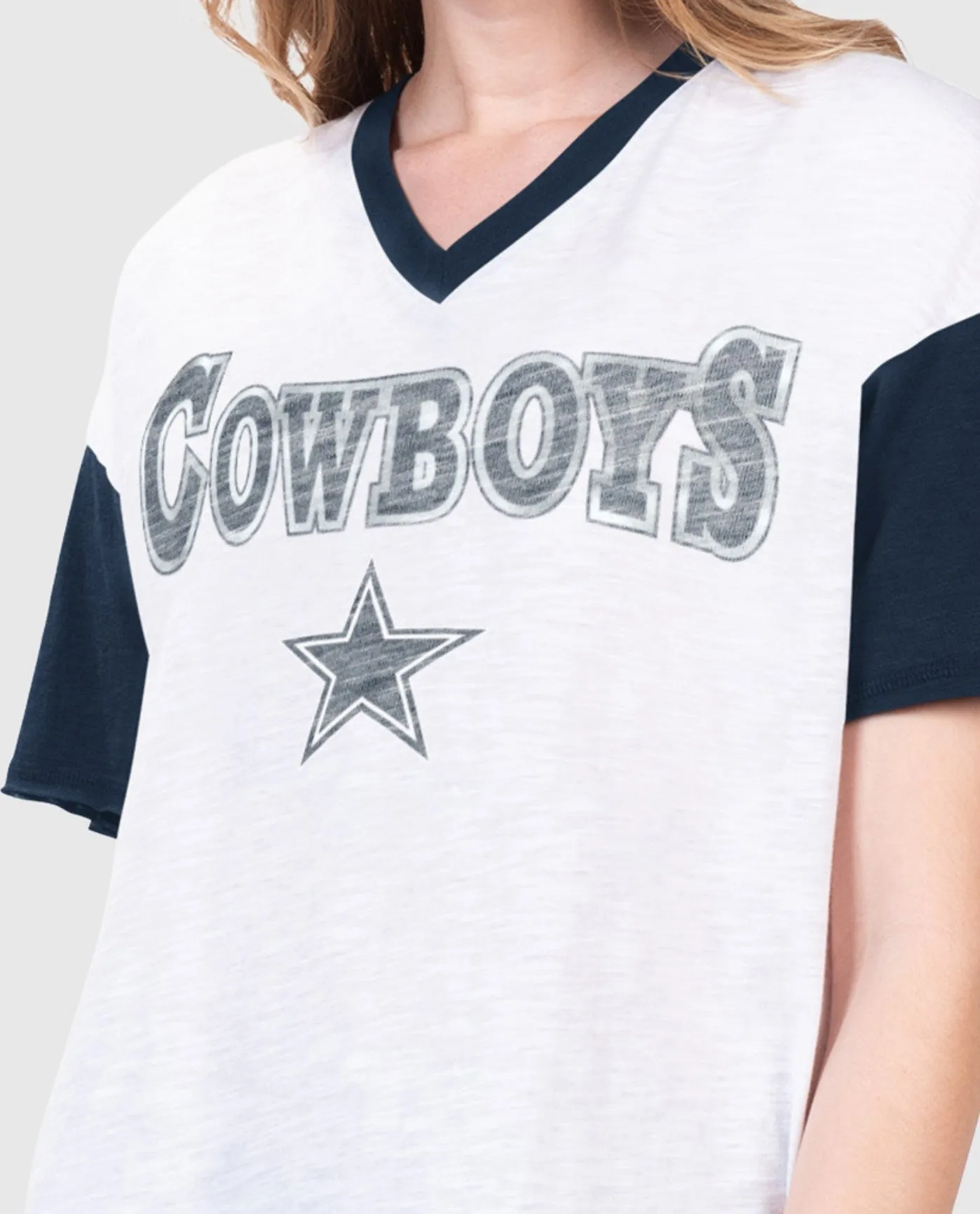 Women's Dallas Cowboys First Base Short Sleeve V-Neck Tee sold by Starter product image thumbnail 2
