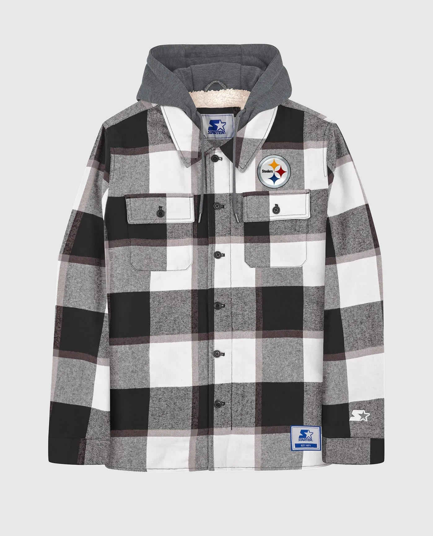 Pittsburgh Steelers Sherpa Lined Plaid Jacket sold by Starter