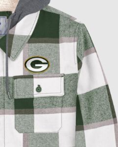 Green Bay Packers Sherpa Lined Plaid Jacket sold by Starter