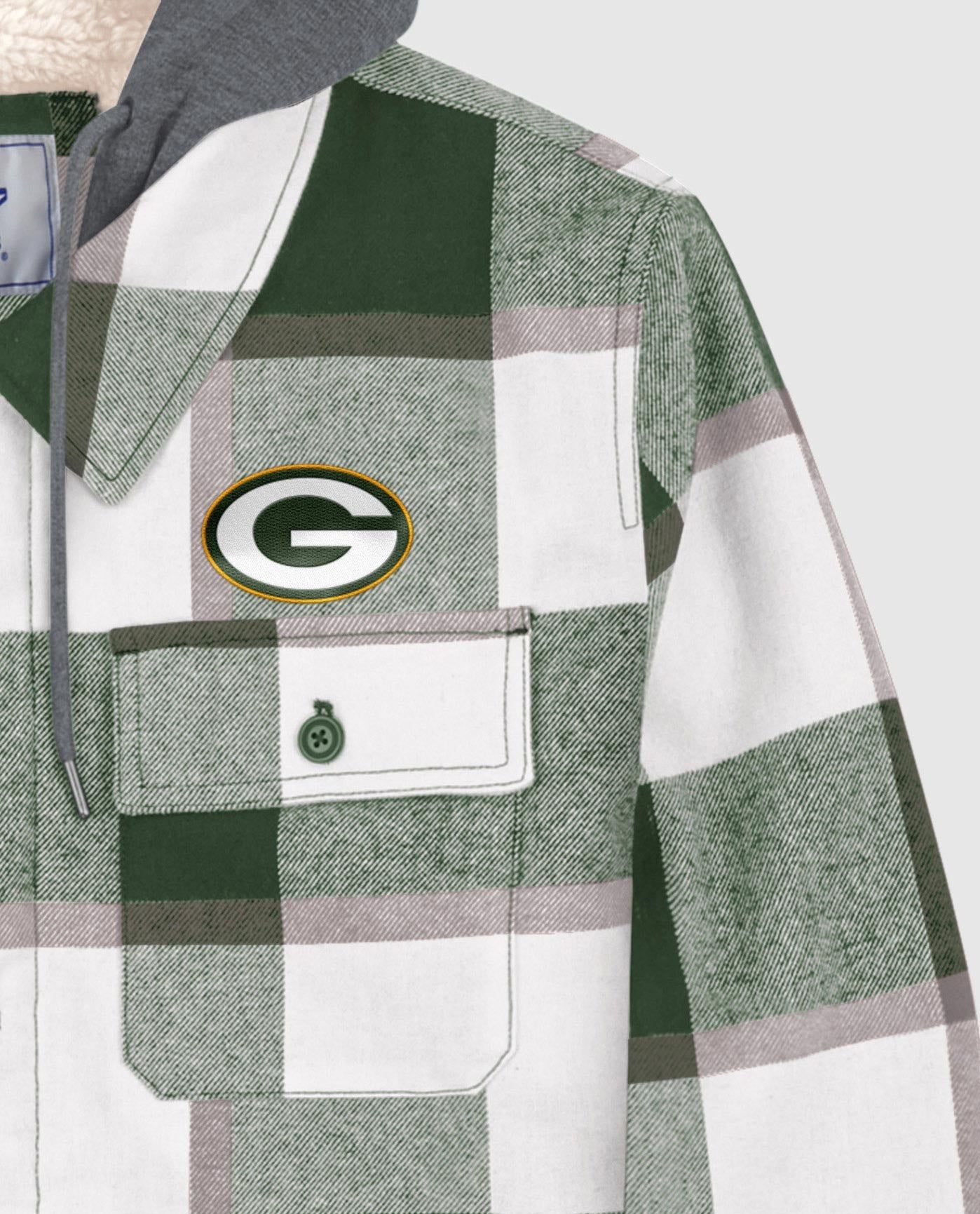 Green Bay Packers Sherpa Lined Plaid Jacket sold by Starter product image thumbnail 2