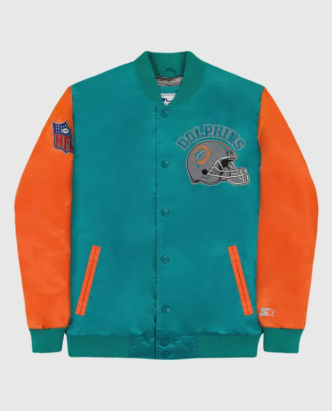 Miami Dolphins Varsity Satin Full-Snap Jacket sold by Starter