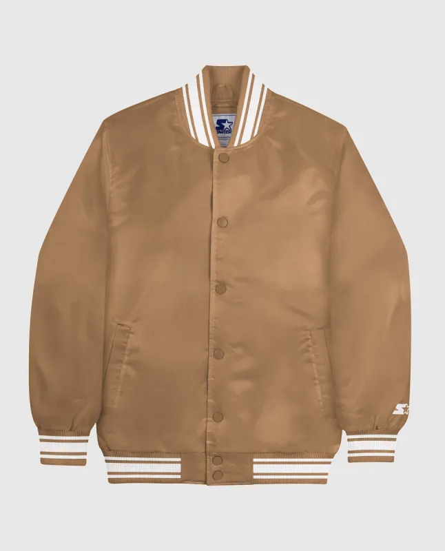 Starter Locker Room Full-Snap Satin Jacket Wheat made by Starter